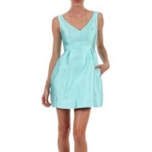 Kate Spade Susannah Silk Blend Icy Blue Vneck Fit & Flare Mini Cocktail Size 8